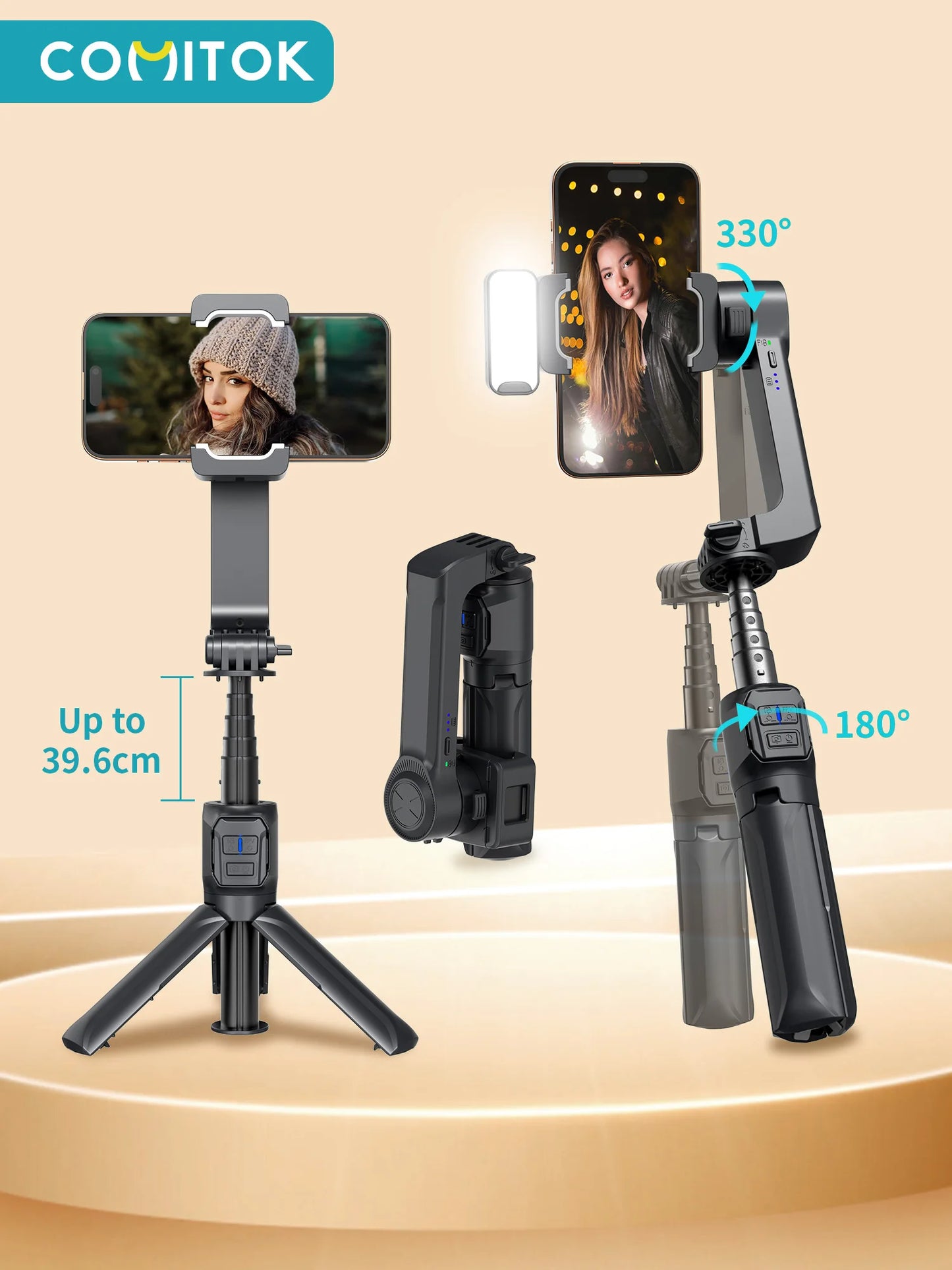 Selfie Stick Foldable Wireless Tripod Gimbal