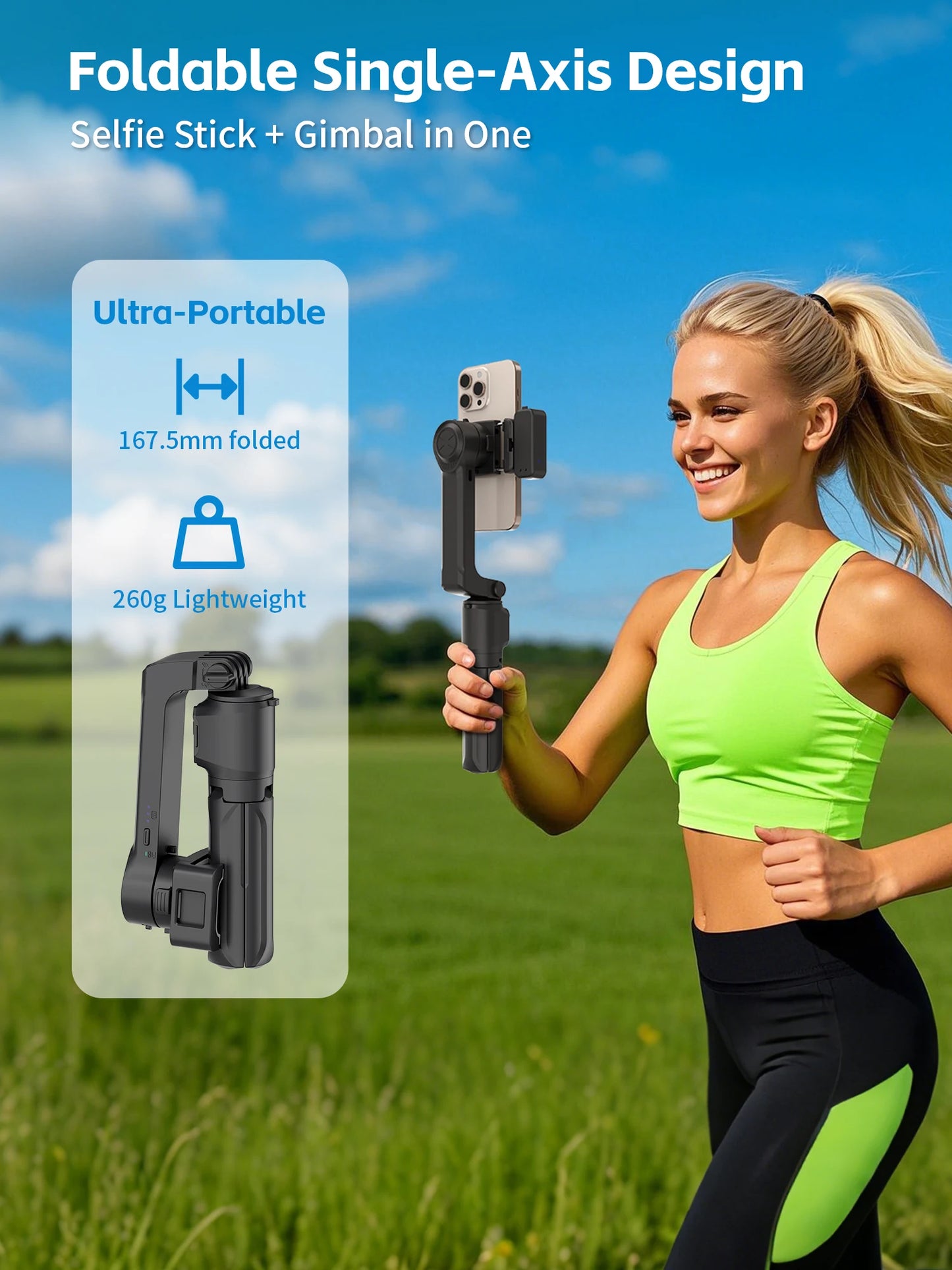 Selfie Stick Foldable Wireless Tripod Gimbal