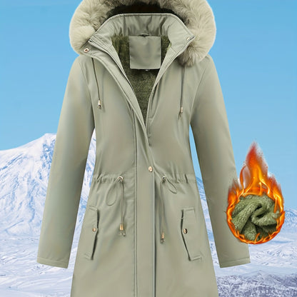 Women's Hooded Fleece | Mid-Long Windproof Coat