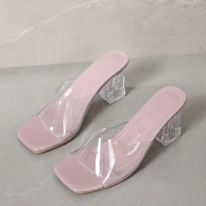 Women's Crystal Chunky Heel Sandals