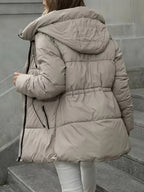 Cozy Winter Sherpa Jacket for Women - Mid-Length Hooded Cardigan with Belt