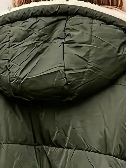 Women's Fleece-Lined Hooded Jacket | Long Winter Coat with Zipper Closure