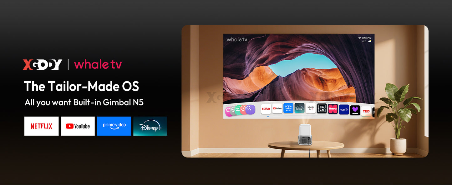 XGODY 1080P Smart Projector | Official Netflix, 440 ANSI, Auto Focus & Keystone