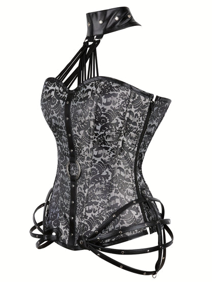 Gothic Halter Women's Vintage Floral Corset