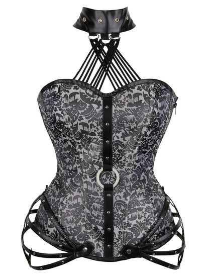 Gothic Halter Women's Vintage Floral Corset