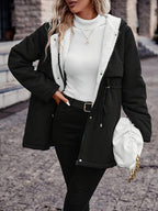 Women's Hooded Fleece Coat | Winter Jacket with Drawstring Waist