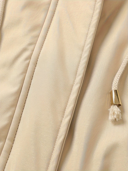 Women's Hooded Fleece | Mid-Long Windproof Coat