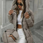Cozy Winter Sherpa Jacket for Women - Mid-Length Hooded Cardigan with Belt
