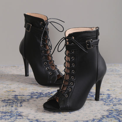Crisscross Lace-Up Stiletto with Ankle Strap