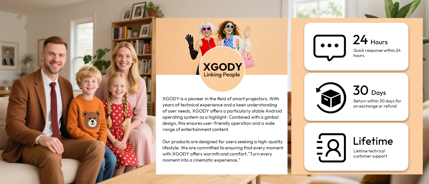 XGODY 1080P Smart Projector | Official Netflix, 440 ANSI, Auto Focus & Keystone