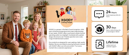 XGODY 1080P Smart Projector | Official Netflix, 440 ANSI, Auto Focus & Keystone