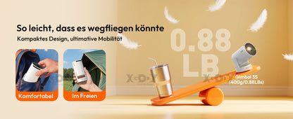 XGODY Gimbal Projector: 720P HD Smart Android Cinema