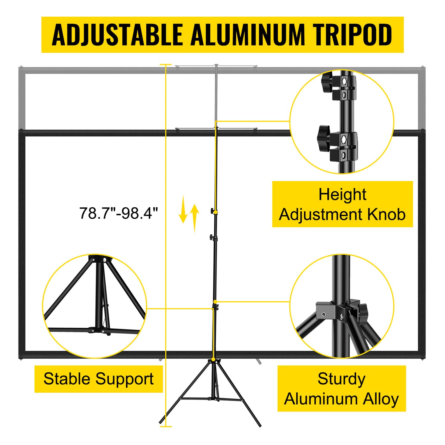 110" Portable Tripod Projector Screen | 4K HD &amp; 160° Viewing Angle