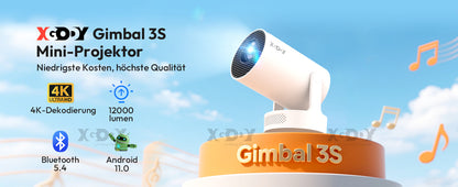 XGODY Gimbal Projector: 720P HD Smart Android Cinema