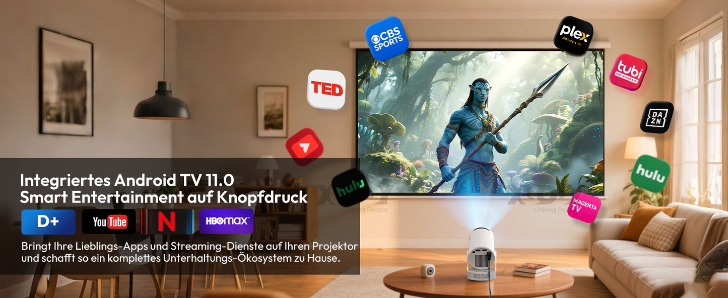 XGODY Gimbal Projector: 720P HD Smart Android Cinema