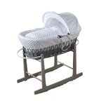 White Dimple Grey Wicker Baby Moses Basket With Stand