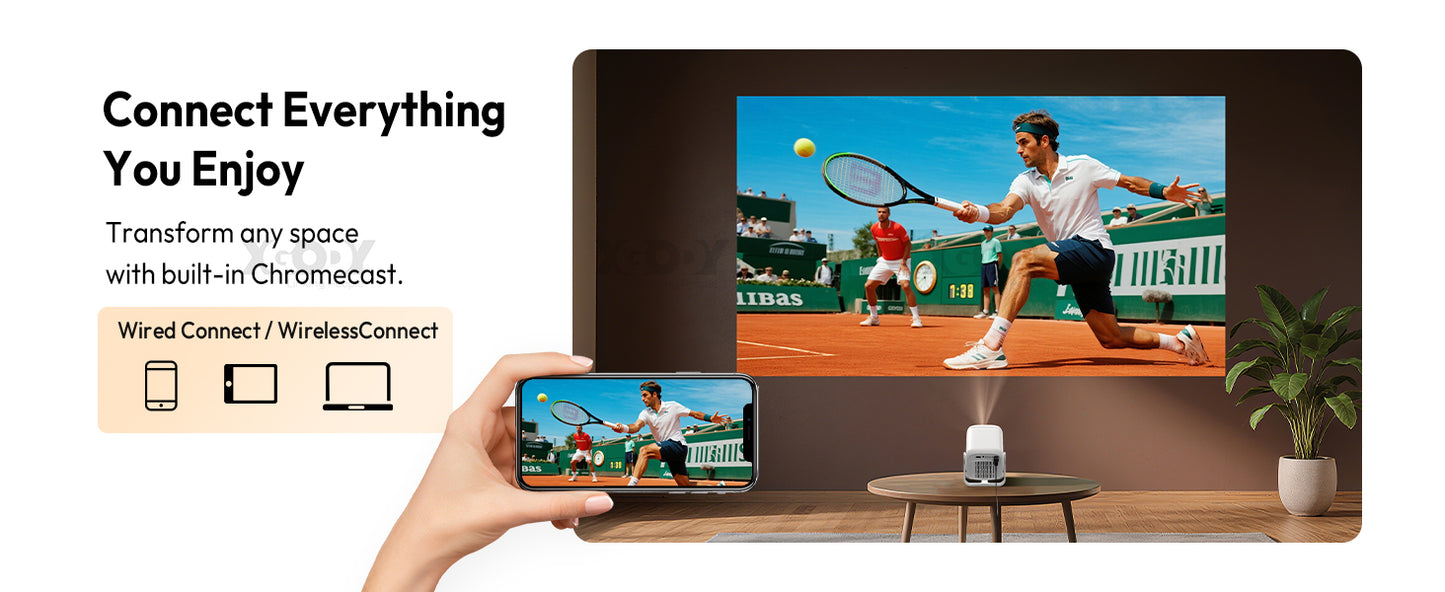 XGODY 1080P Smart Projector | Official Netflix, 440 ANSI, Auto Focus & Keystone