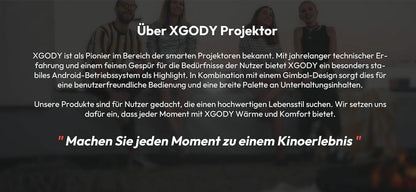 XGODY Smart Mini Projector with Android OS | Native 720P HD with 4K Input Support